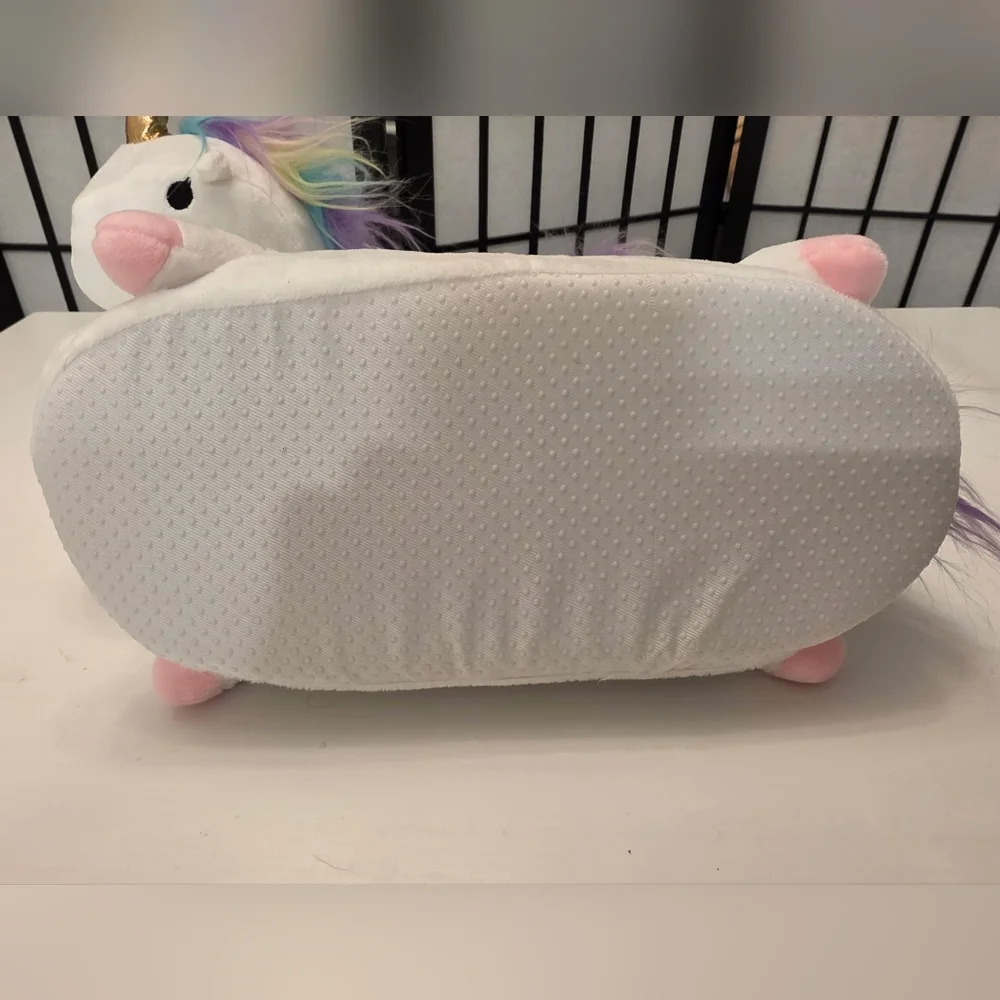 Like New ~ Sharplace Women's White Unicorn Plush Light Up Slippers ~ Sz 4.5-10 - Picture 8 of 11